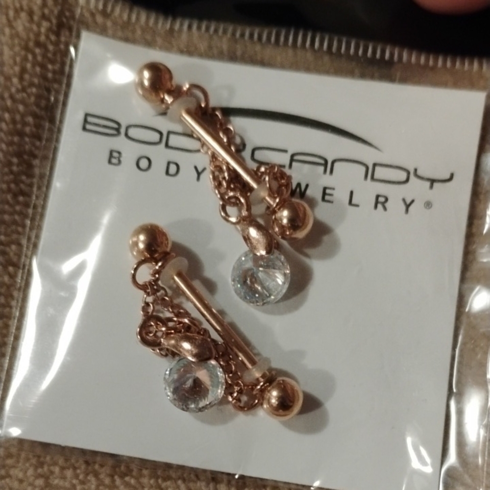 Body Candy Rose Gold and Silver Chain Earrings